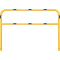 Protective bar made of steel tubing |  60 x 2.5 mm | with crossbar | total width: 2000 mm | total height: 1400 mm | hot-dip galvanized and yellow coatedwith black warning stripes